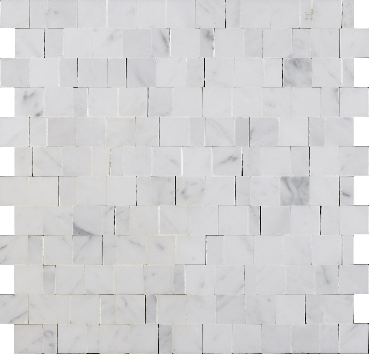 Bianco Carrara Broken Joint 004 Honed Mosaic