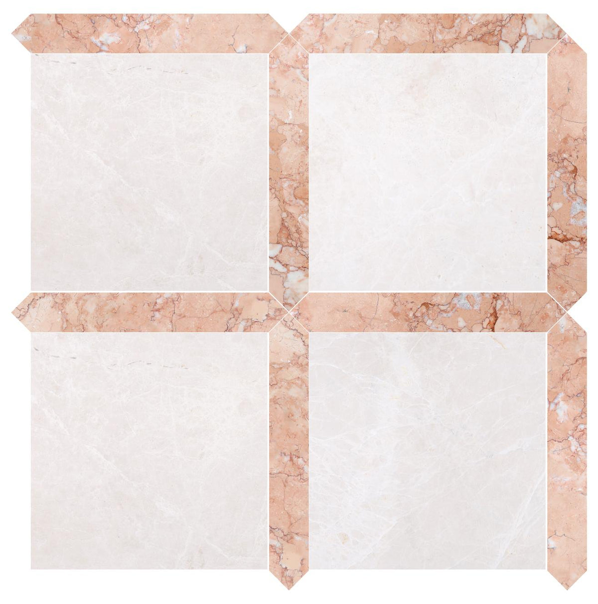 Moon Cream Honed 12&#39;&#39; x 12&#39;&#39;  x 3/8&#39;&#39; Field Tile &amp; Bellini Honed Picket 2&#39;&#39;x12&#39;&#39; 3/8&#39;&#39; Field Tile | Picket Square