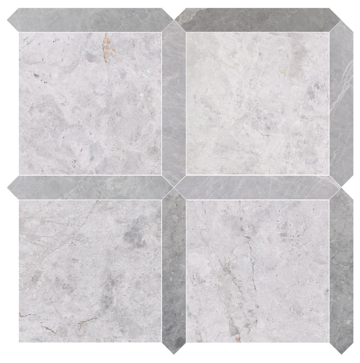 Tundra Grey Honed 12&#39;&#39; x 12&#39;&#39;  x 3/8&#39;&#39; Field Tile &amp; Earth Grey Honed Picket 2&#39;&#39;x12&#39;&#39; 3/8&#39;&#39; Field Tile | Picket Square