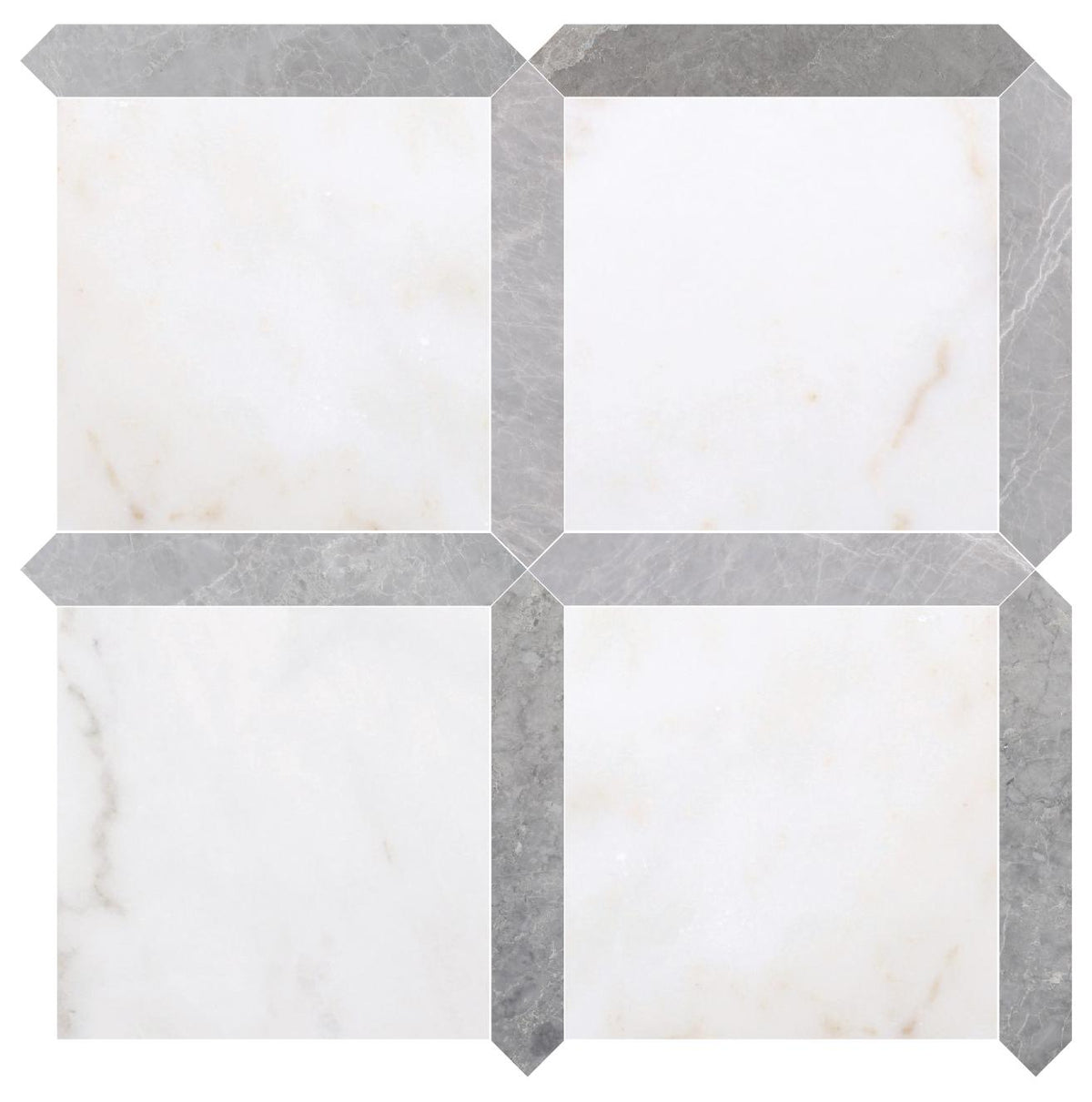 Afyon Sugar Honed 12&#39;&#39; x 12&#39;&#39;  x 3/8&#39;&#39; Field Tile &amp; Earth Grey Honed Picket 2&#39;&#39;x12&#39;&#39; 3/8&#39;&#39; Field Tile | Picket Square