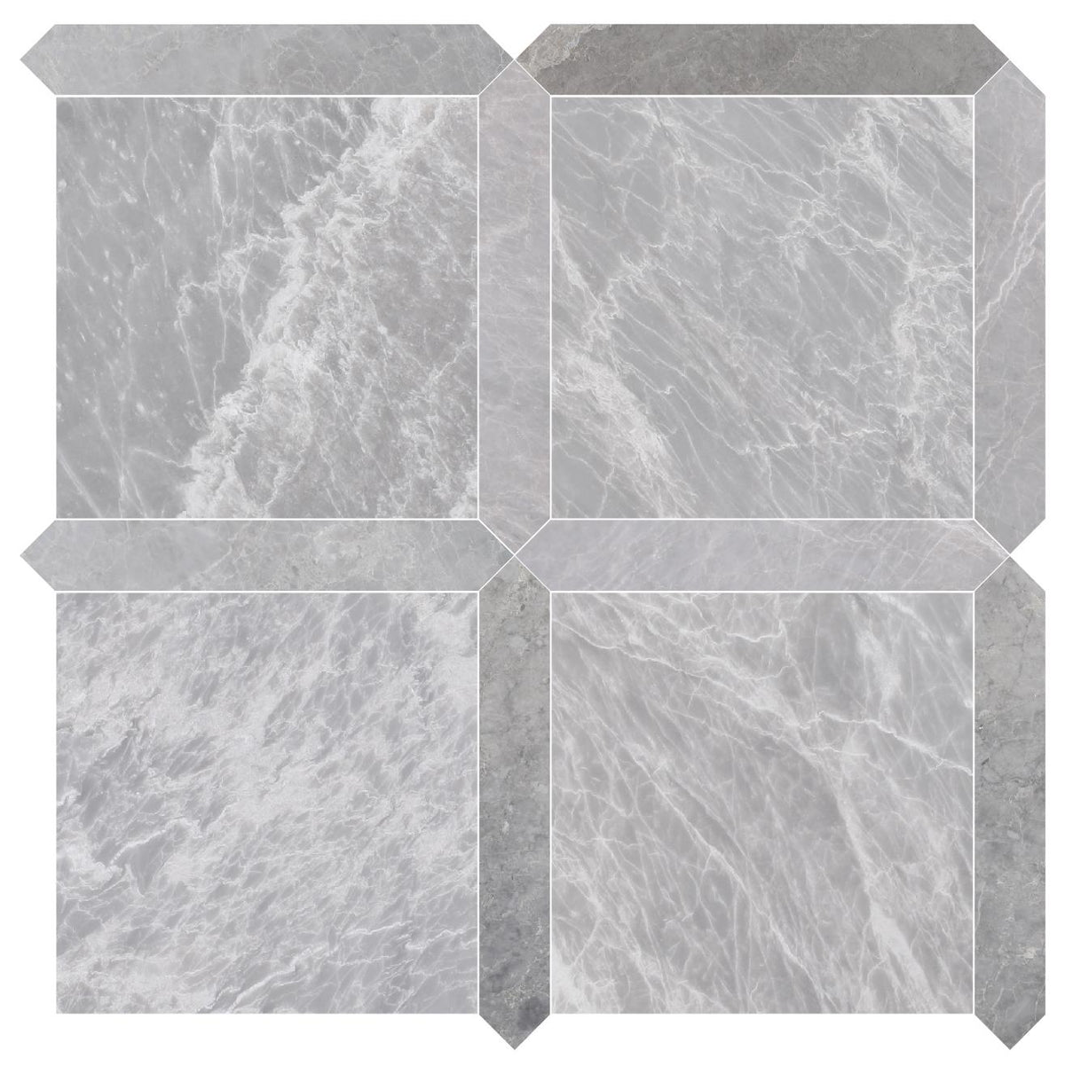 Nordic Grey Honed 12&#39;&#39; x 12&#39;&#39;  x 3/8&#39;&#39; Field Tile &amp; Earth Grey Honed Picket 2&#39;&#39;x12&#39;&#39; 3/8&#39;&#39; Field Tile | Picket Square