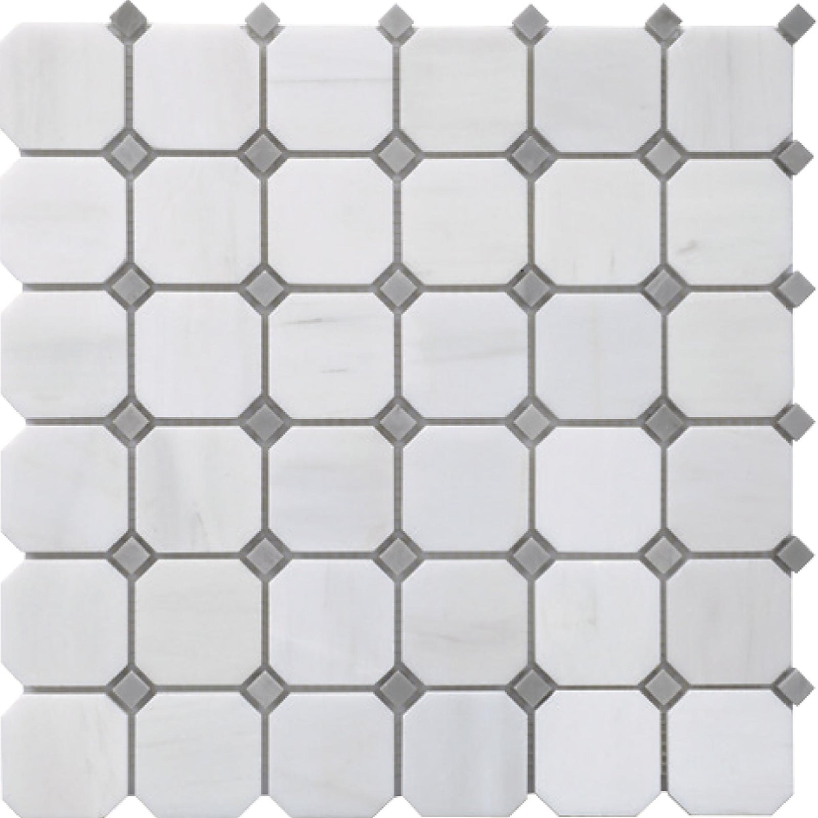 Glacier White & Ice Grey Octagon Polished Mosaic Mosaic 