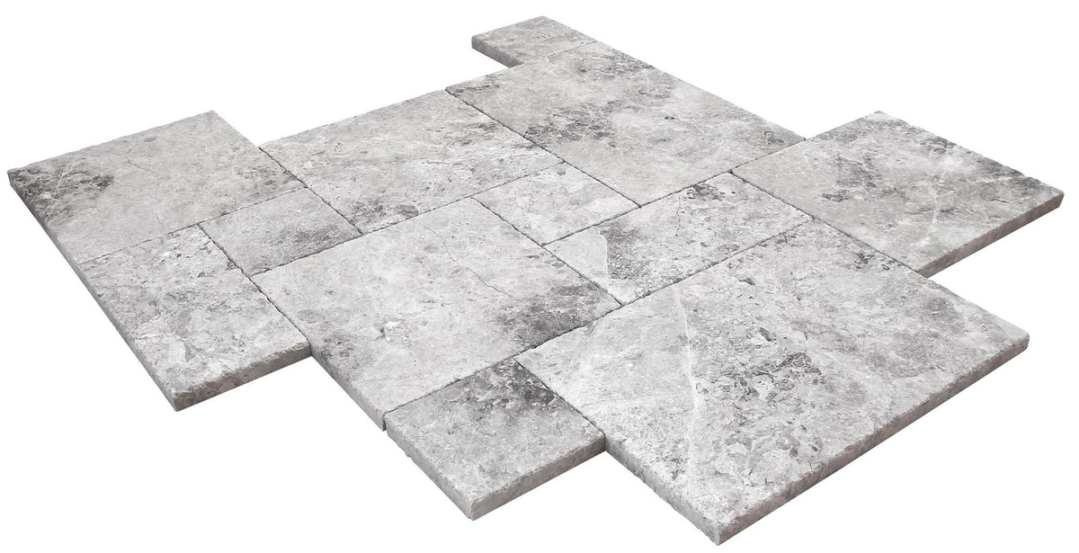 Ocean Grey French Pattern 8&#39;&#39;x8&#39;&#39;, 8&#39;&#39;x16&#39;&#39;, 16&#39;&#39;x16&#39;&#39;, 16&#39;&#39;x24&#39;&#39; Brushed and Chiseled Field Tile