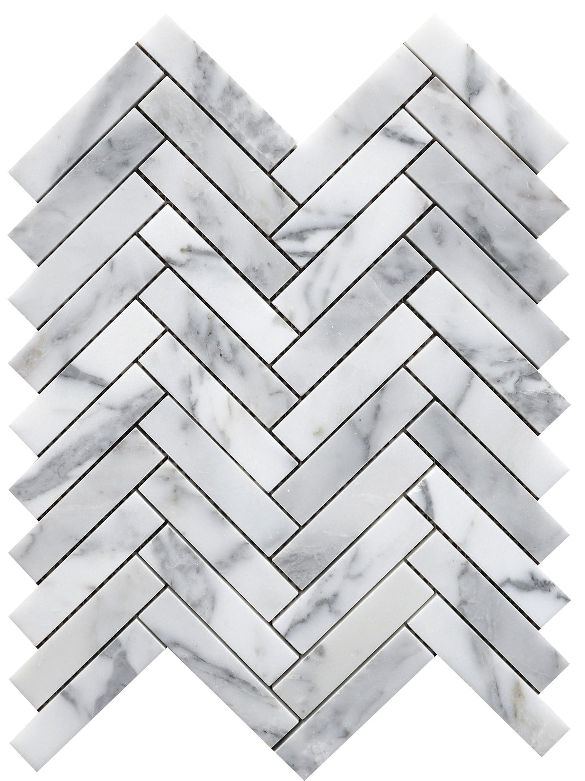 Statuario Herringbone 1&#39;&#39;x4&#39;&#39; Honed Mosaic