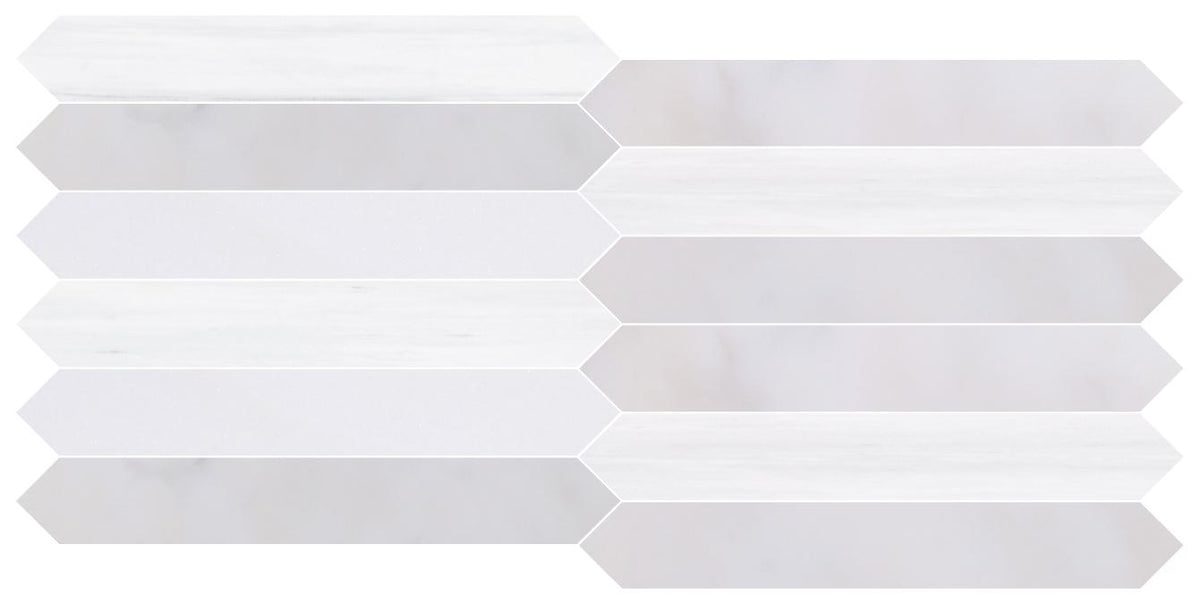 Glacier White Honed Picket 2&#39;&#39;x12&#39;&#39; 3/8&#39;&#39; Field Tile &amp; Afyon White Honed Picket 2&#39;&#39;x12&#39;&#39; 3/8&#39;&#39; Field Tile | Picket Field Tile