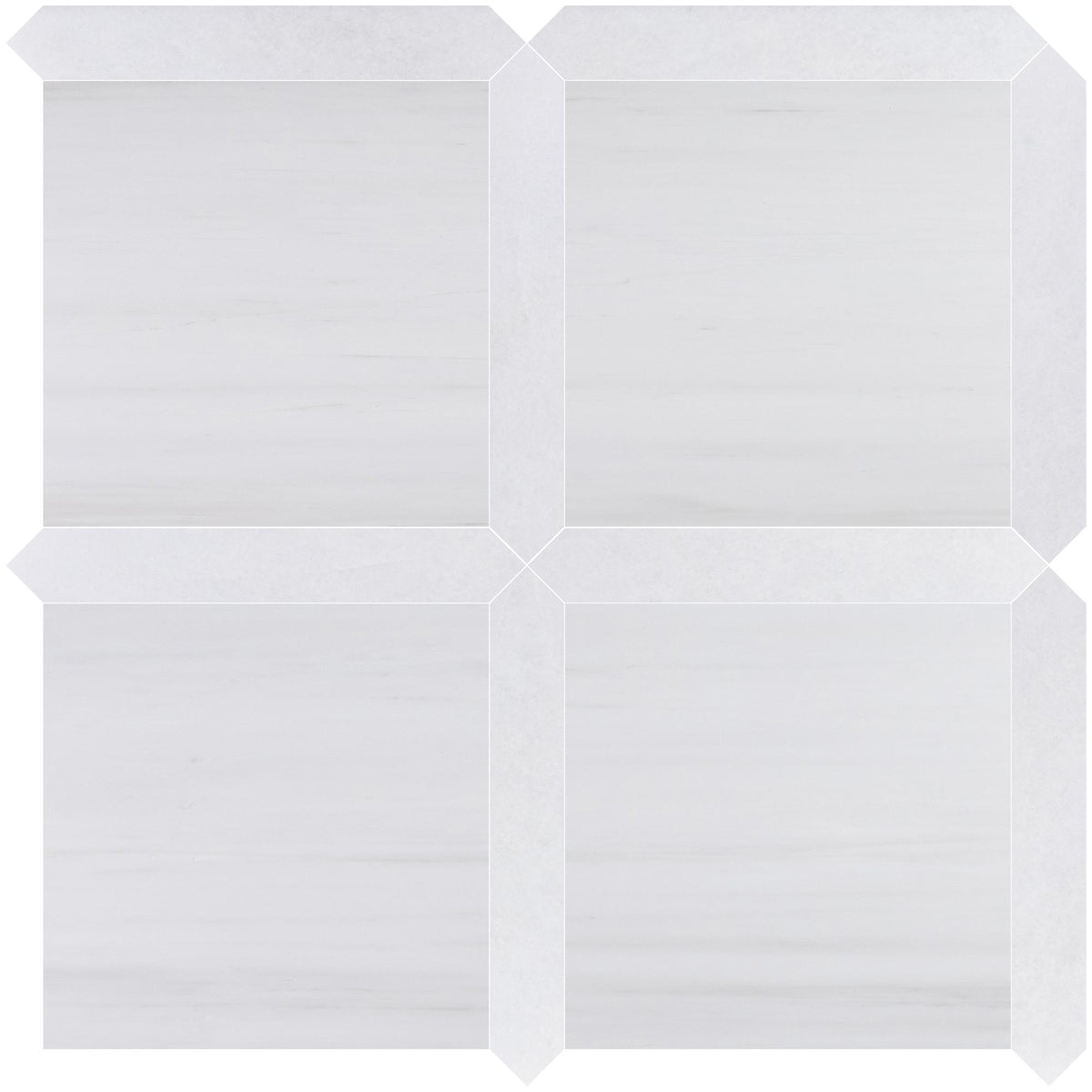 Glacier White Select Honed 12&#39;&#39; x 12&#39;&#39;  x 3/8&#39;&#39; Field Tile &amp; Afyon White Honed Picket 2&#39;&#39;x12&#39;&#39; 3/8&#39;&#39; Field Tile | Picket Square