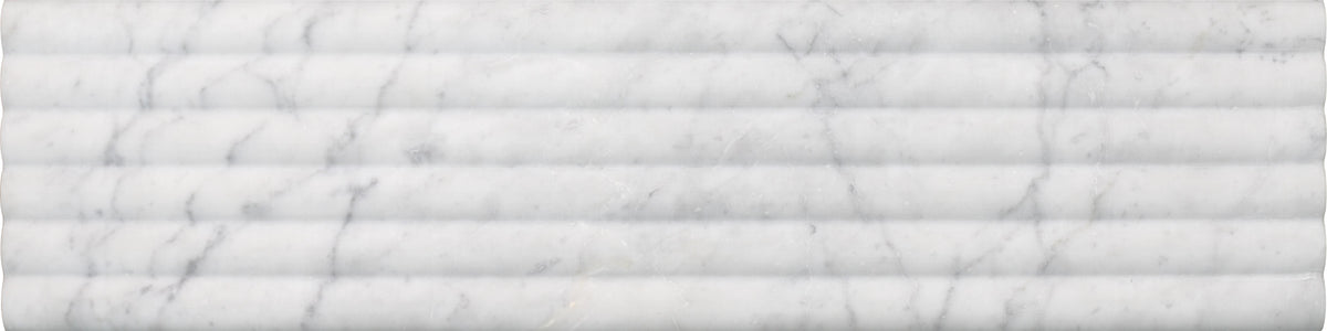 Bianco Carrara Honed Flute-Out 6&#39;&#39; x 24&#39;&#39;  x 1/2&#39;&#39; Field Tile