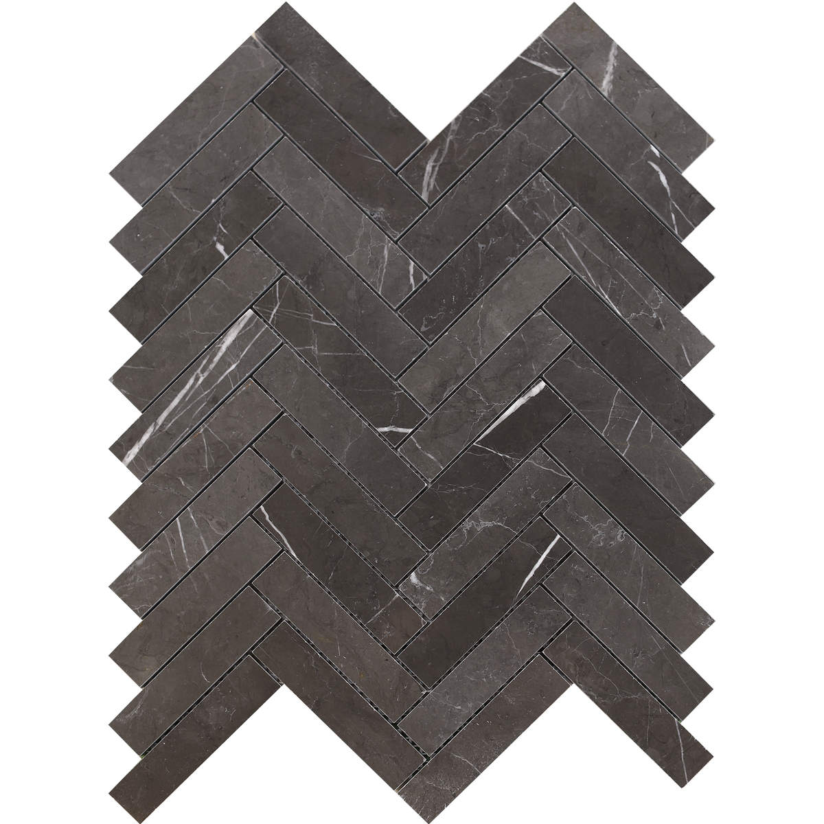 Mount Grey Plain Herringbone 1''x4'' Polished Mosaic