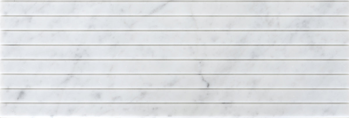 Bianco Carrara Honed Groove 6'' x 24''  x 1/2'' Field Tile