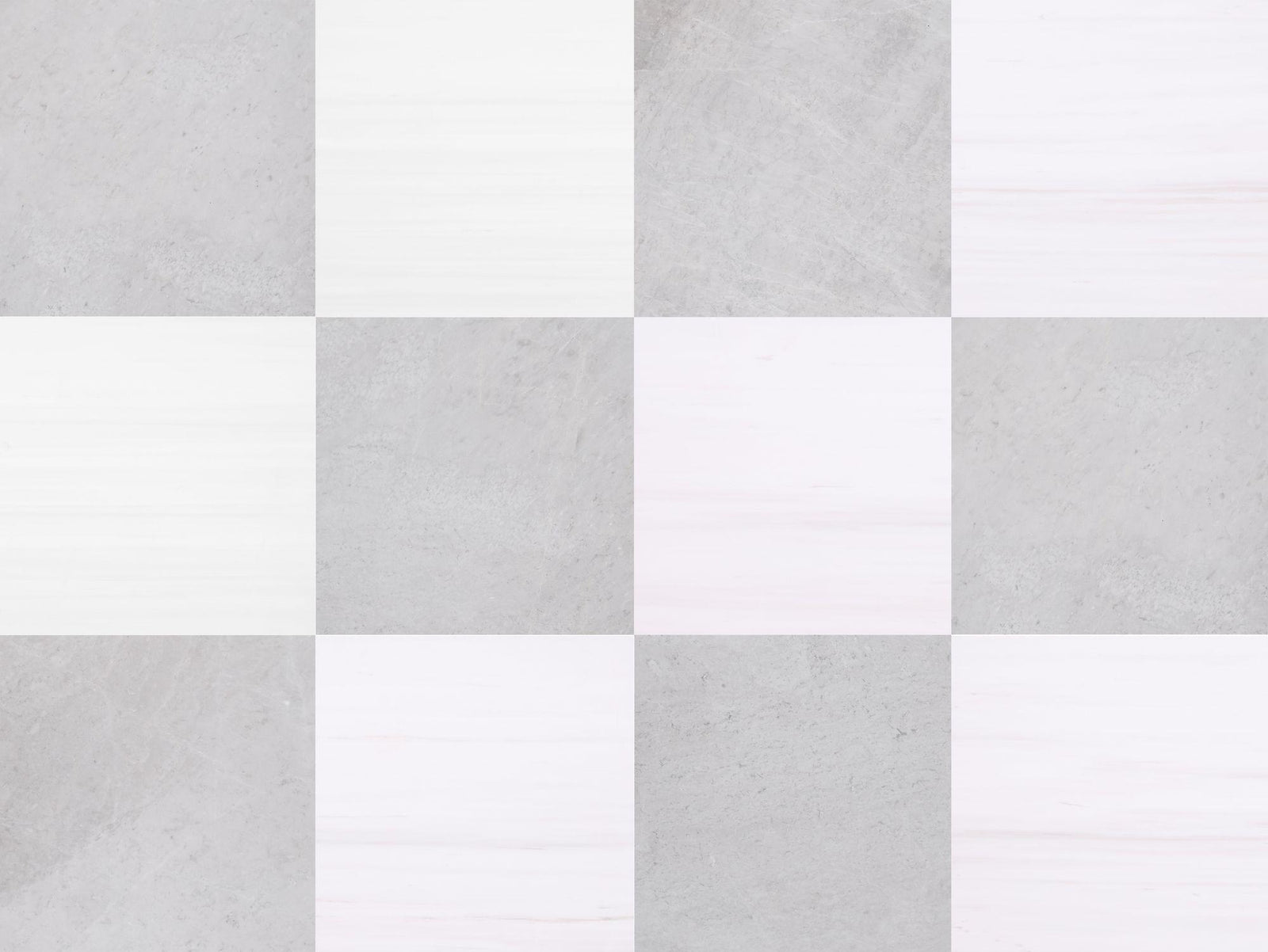 Glacier White Alanur Honed & Ice Grey Honed 12'' x 12''  x 3/8'' Checker Board Field Tile