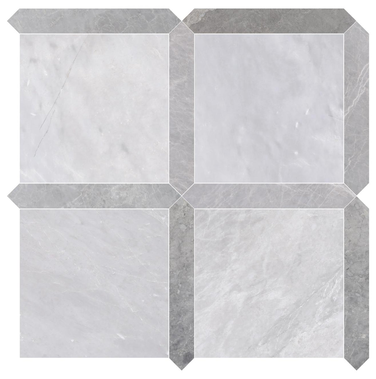 Ice Grey Honed 12&#39;&#39; x 12&#39;&#39;  x 3/8&#39;&#39; Field Tile &amp; Earth Grey Honed Picket 2&#39;&#39;x12&#39;&#39; 3/8&#39;&#39; Field Tile | Picket Square