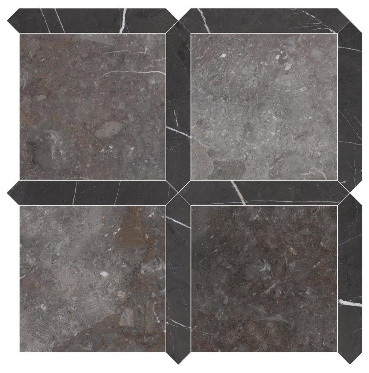 Caribbean Grey Honed 12&#39;&#39; x 12&#39;&#39;  x 3/8&#39;&#39; Field Tile &amp; Mount Grey Plain Honed Picket 2&#39;&#39;x12&#39;&#39; 3/8&#39;&#39; Field Tile | Picket Square