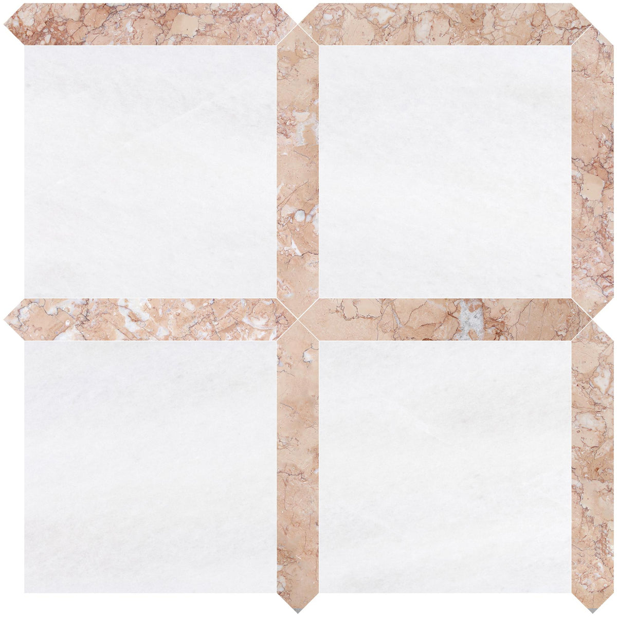 Afyon White Honed 12&#39;&#39; x 12&#39;&#39;  x 3/8&#39;&#39; Field Tile &amp; Bellini Honed Picket 2&#39;&#39;x12&#39;&#39; 3/8&#39;&#39; Field Tile | Picket Square