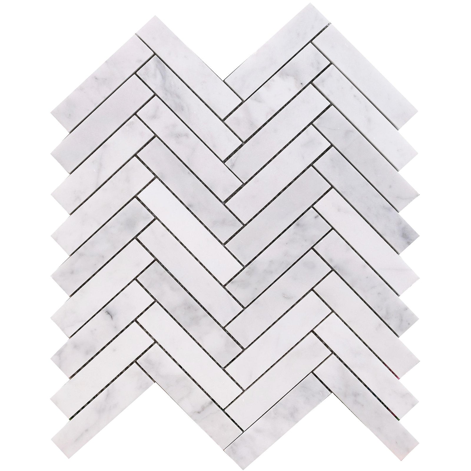 Bianco Carrara Herringbone 1''x4'' Honed Mosaic Mosaic 