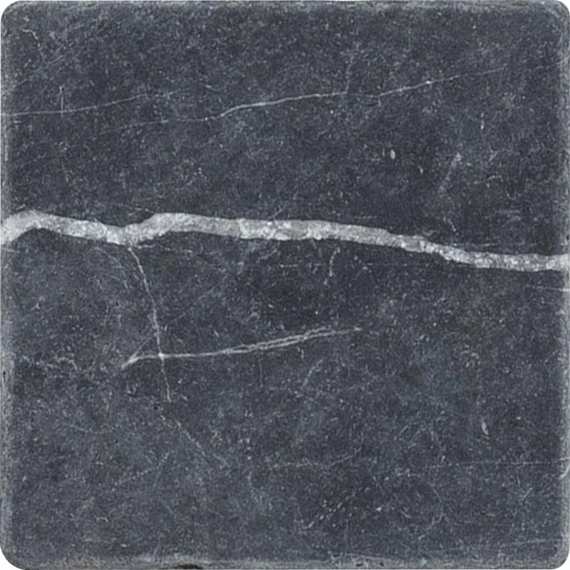 Black Silk Tumbled 3'' x 3''  x 3/8'' Field Tile