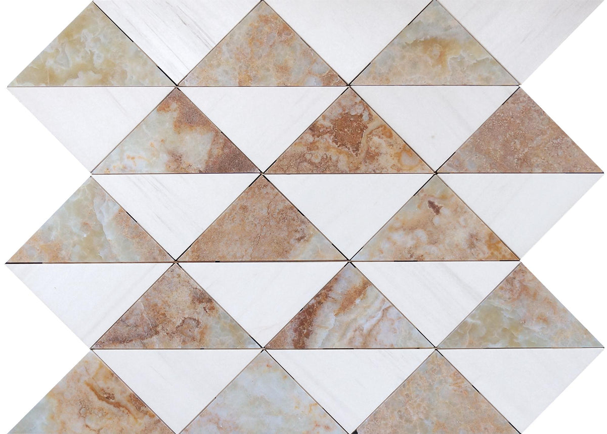 Glacier White Honed Diamond Triangle 3/8&#39;&#39; Field Tile