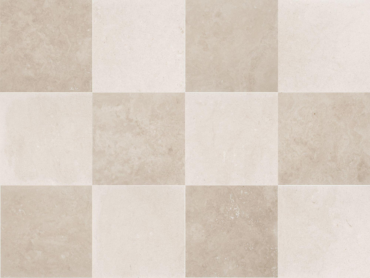Classic Light CC Honed &amp; Simena Honed 18&#39;&#39; x 18&#39;&#39;  x 1/2&#39;&#39; Checker Board Field Tile