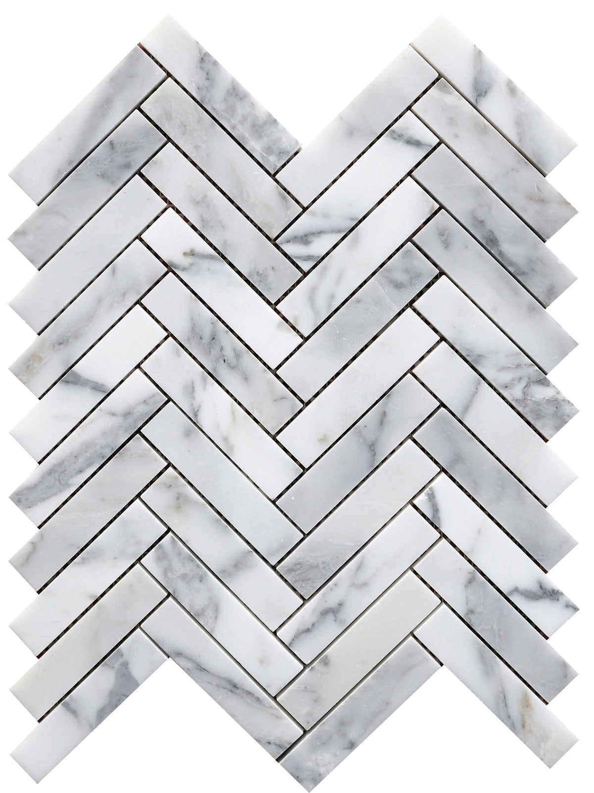 Statuario Herringbone 1''x4'' Honed Mosaic