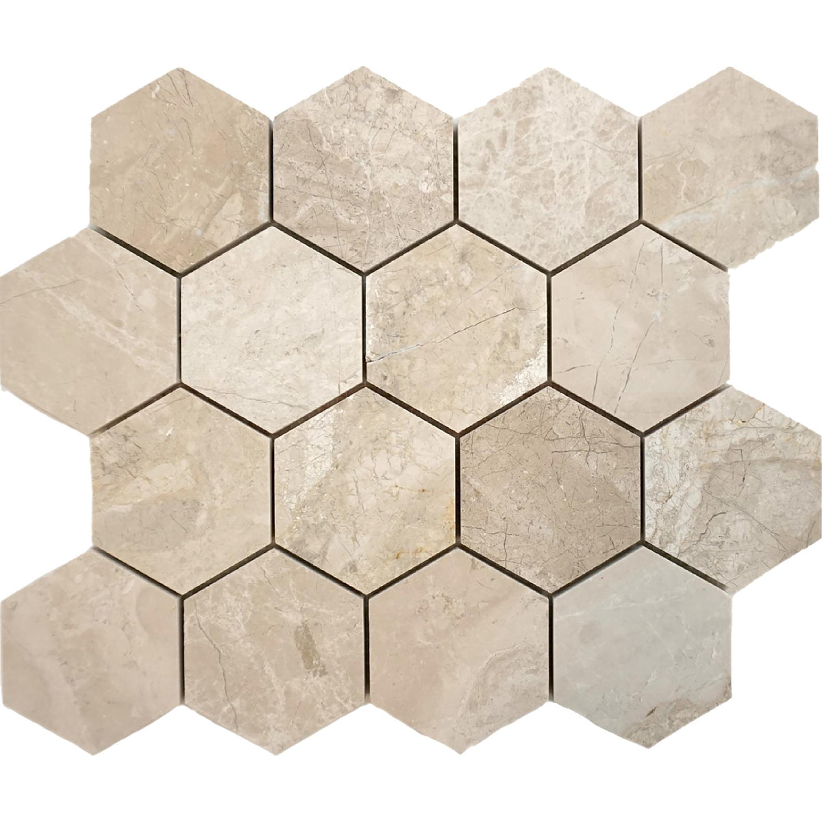 Cream Misto Hexagon 3&#39;&#39; Polished Mosaic Mosaic 