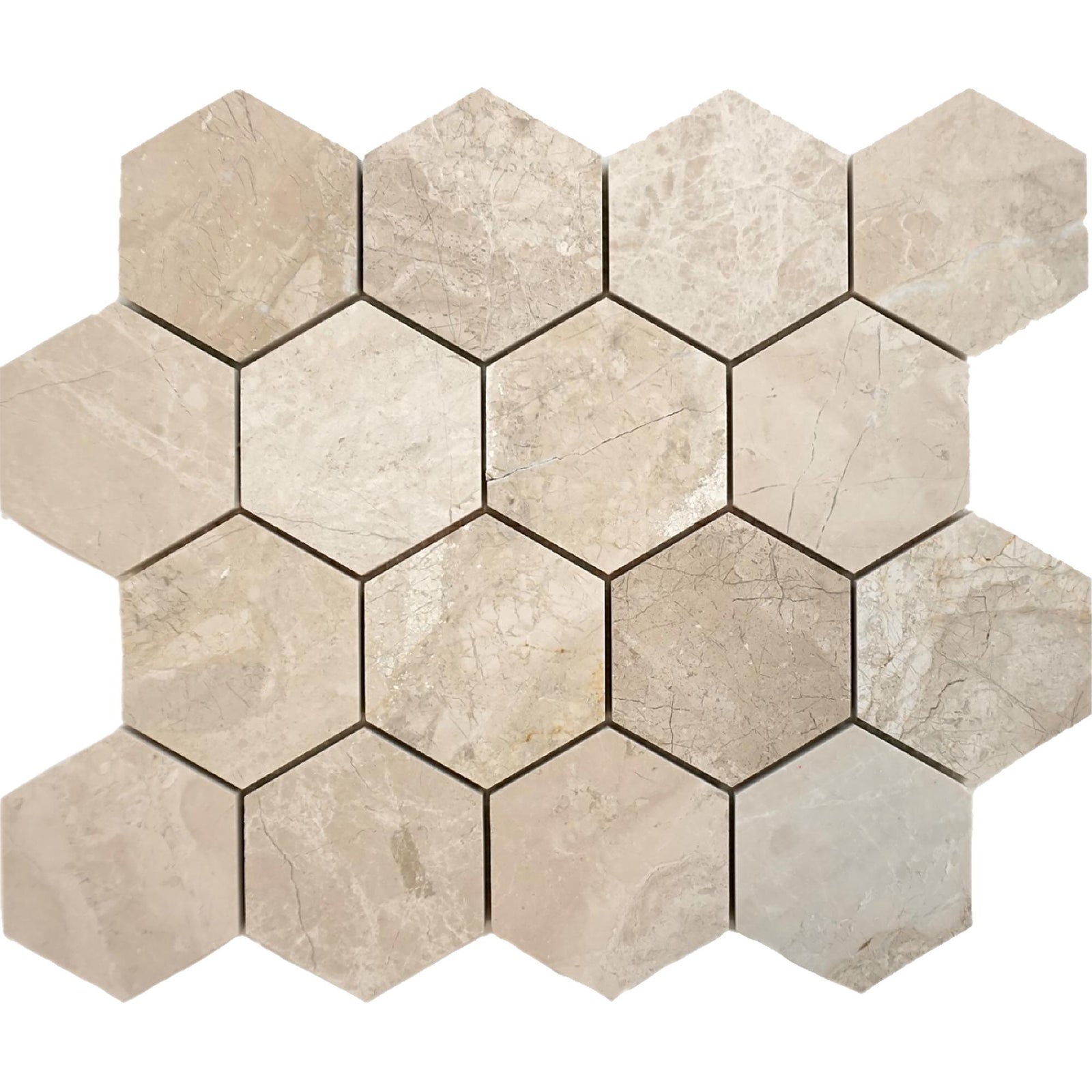 Cream Misto Hexagon 3'' Polished Mosaic Mosaic 