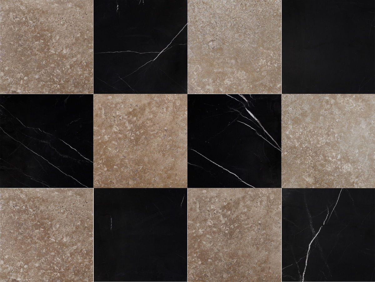 Altura Stone and TileBlack Silk Honed & Noce Dark CC Honed 18'' x 18 ...