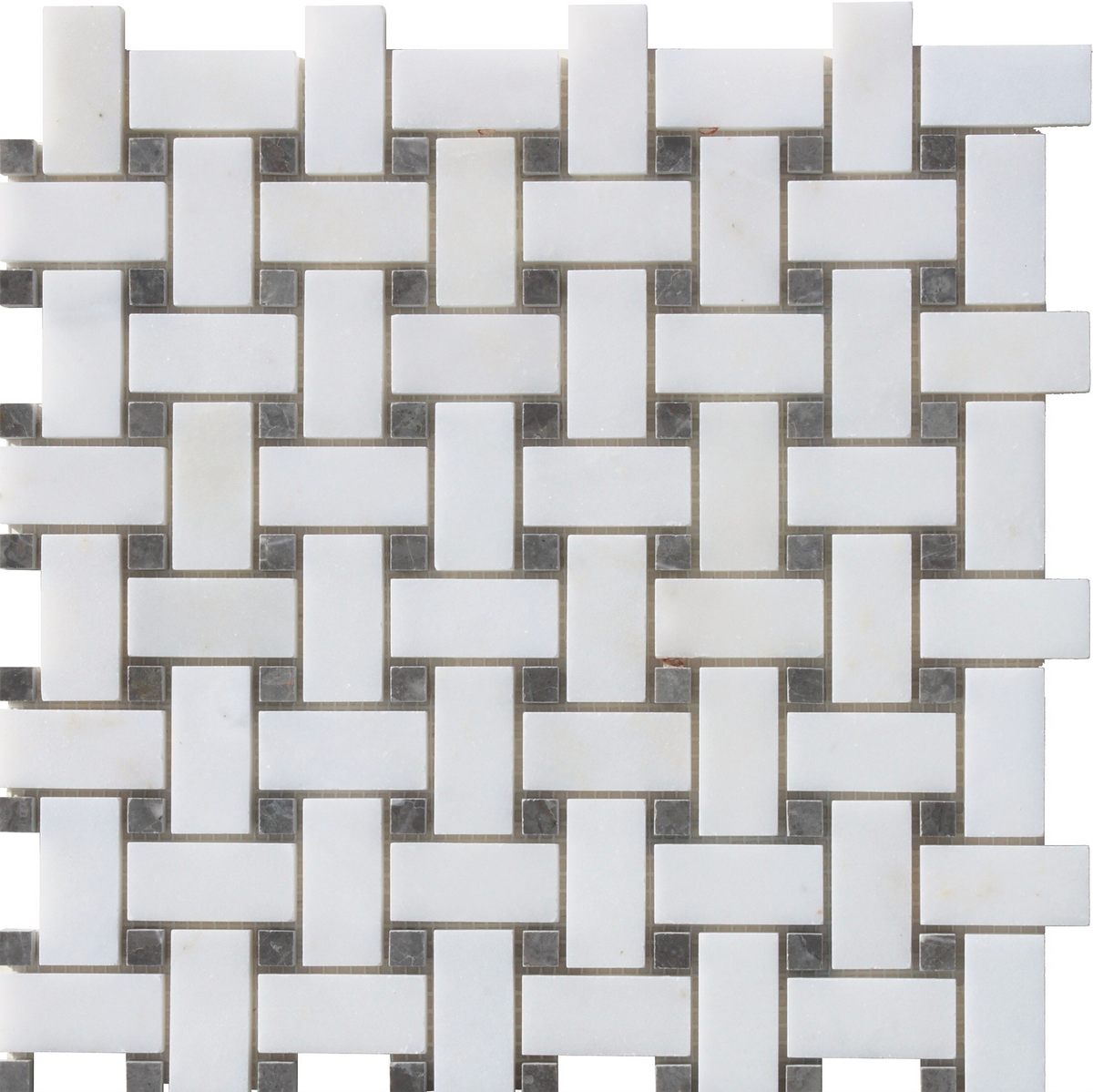 Caribbean Grey & Afyon White Basketweave Polished Mosaic Building Materials 