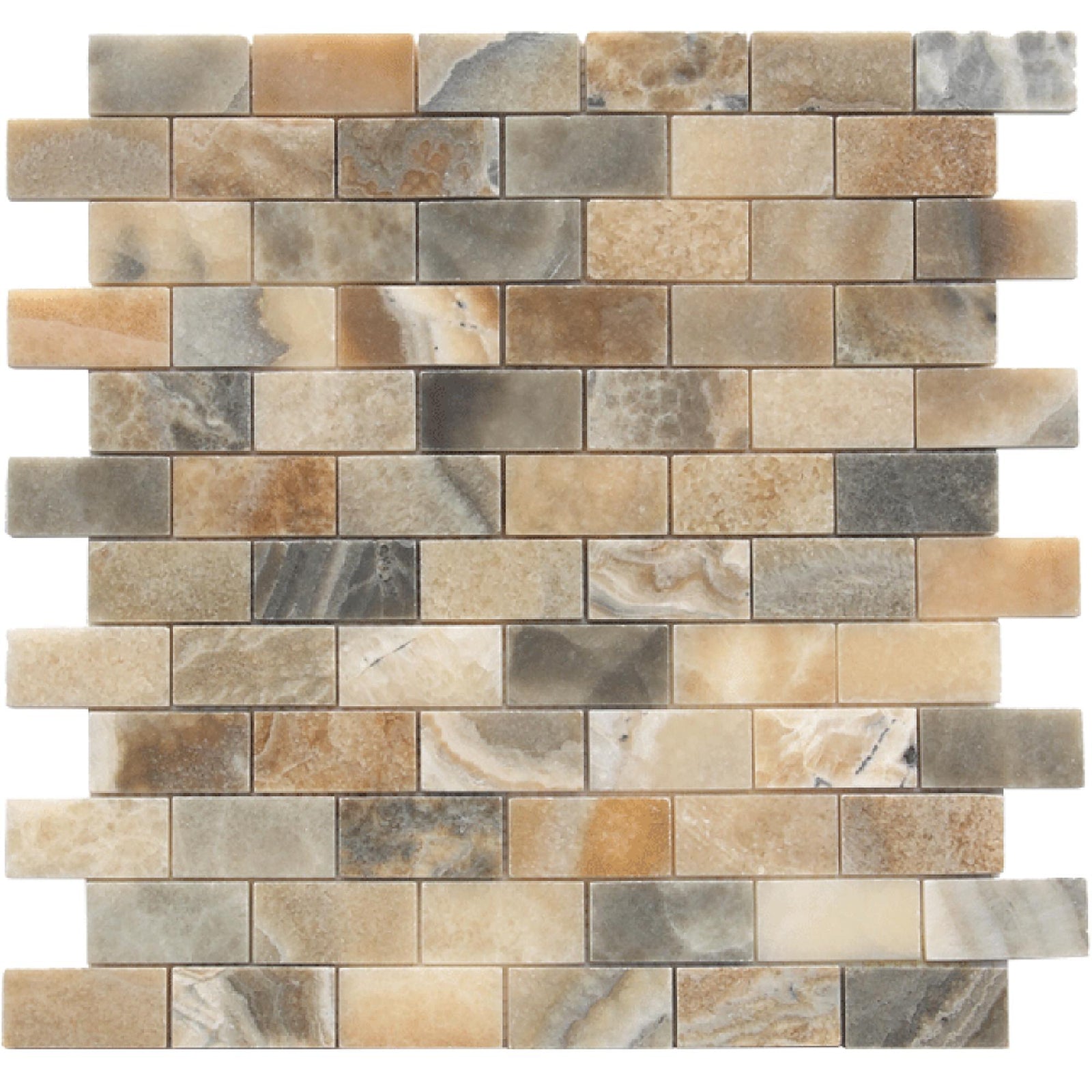 Dover Grey Onyx 1''x2'' Honed Mosaic Mosaic 