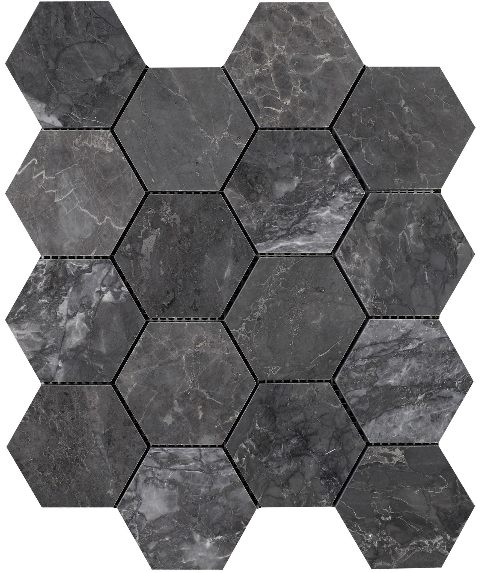 Lovina Grey Hexagon 3'' Honed Mosaic Mosaic 