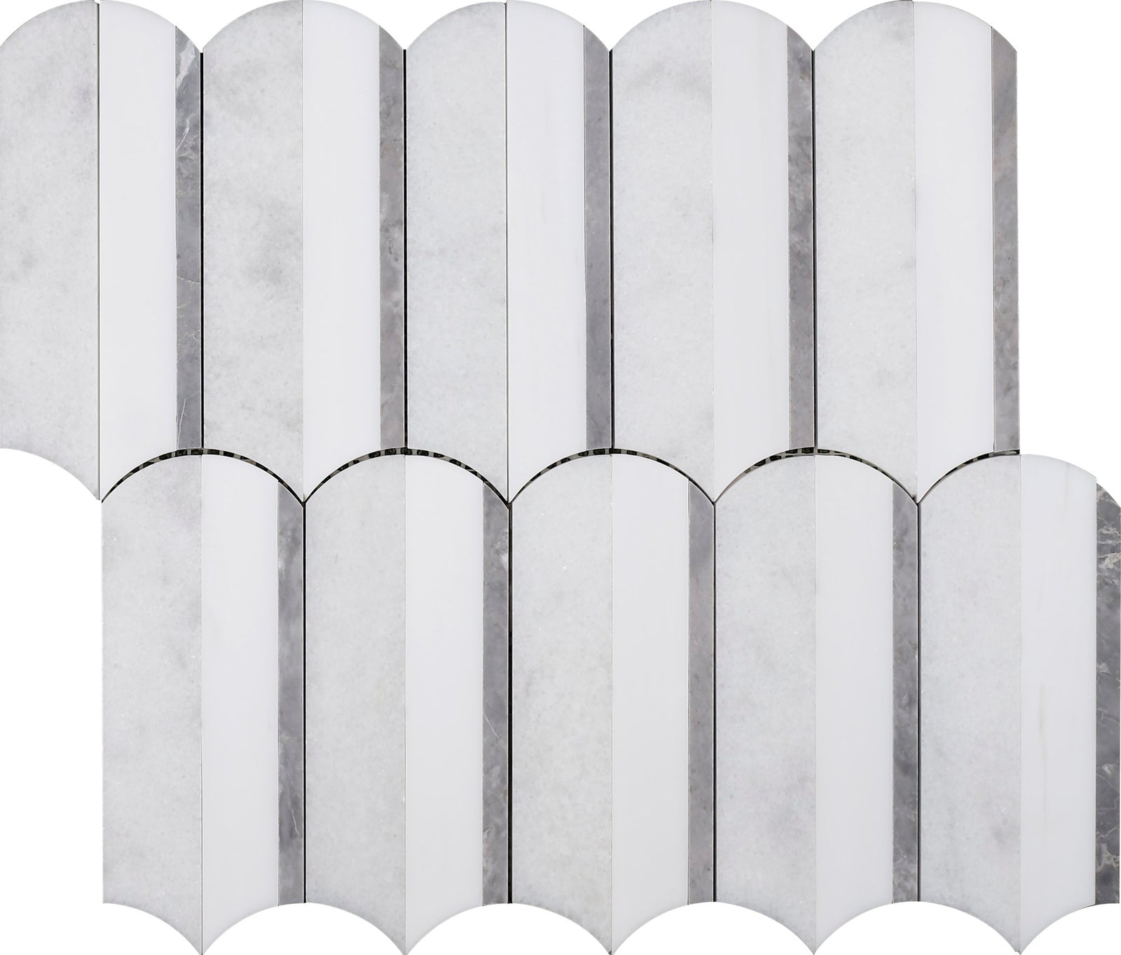 Alba Vera & Glacier White & Grey Silo Honed Waterjet Mosaic Waterjet Mosaic 