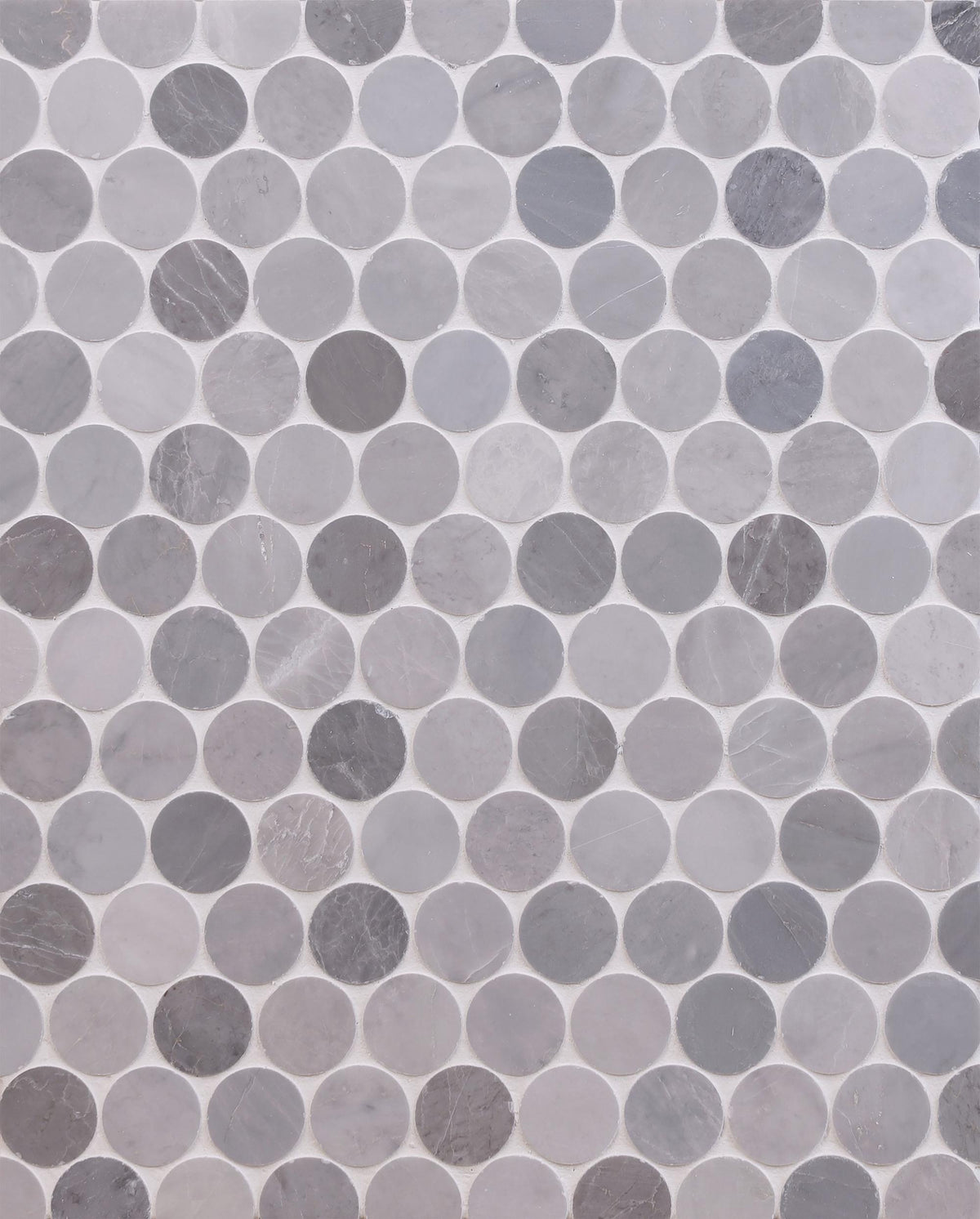 Earth Grey &amp; Ice Grey Penny Round Honed Mosaic