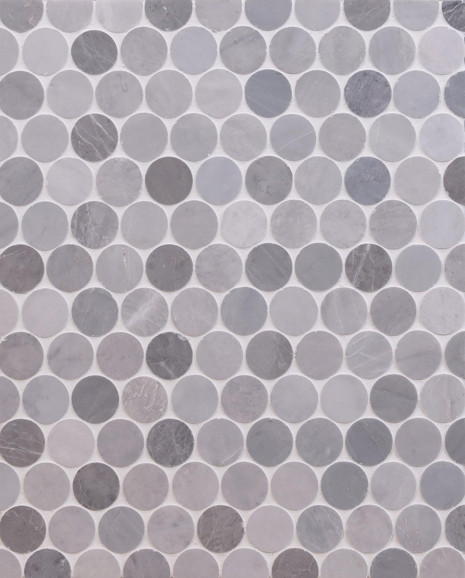 Earth Grey & Ice Grey Penny Round Honed Mosaic Mosaic 