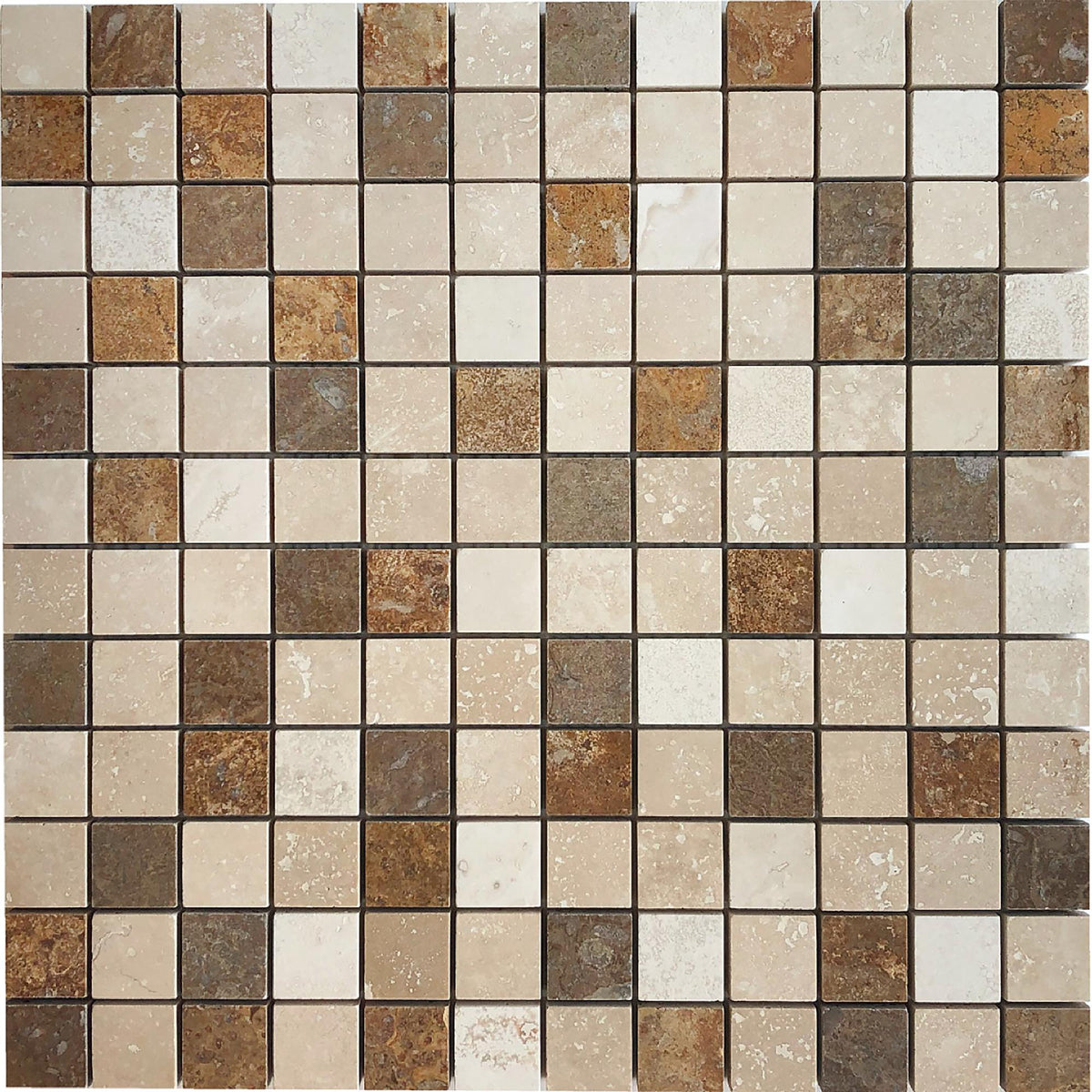 Classic Light CC &amp; Kona Brown CC &amp; Noce CC 1&#39;&#39;x1&#39;&#39; Honed Mosaic