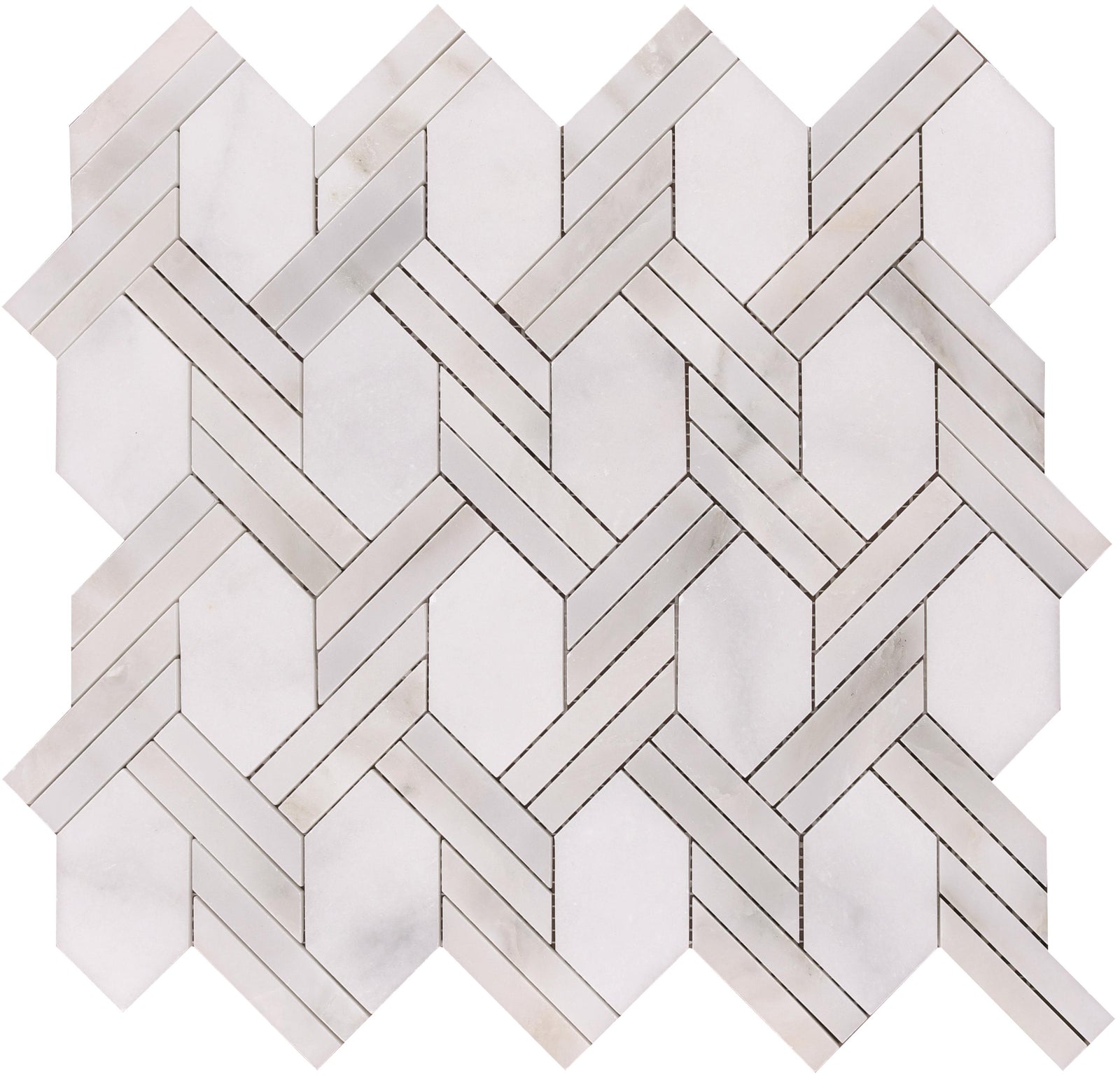 Afyon White & Calacatta Vida Braid Basketweave Honed Mosaic Mosaic 