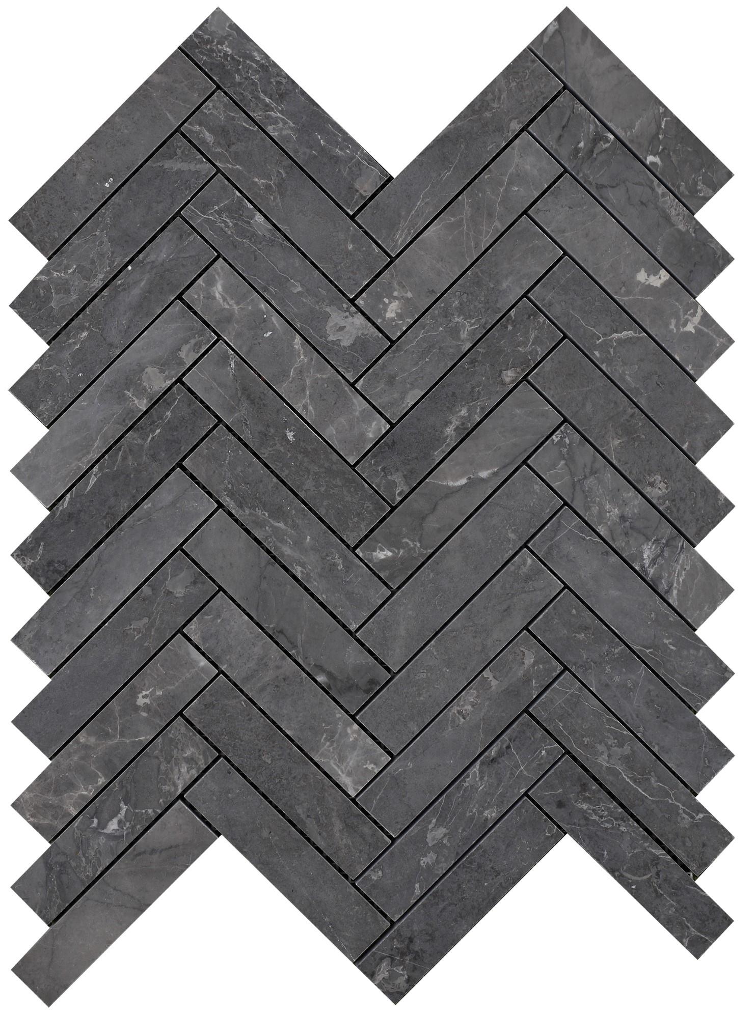 Lovina Grey Herringbone 1''x4'' Honed Mosaic Mosaic 