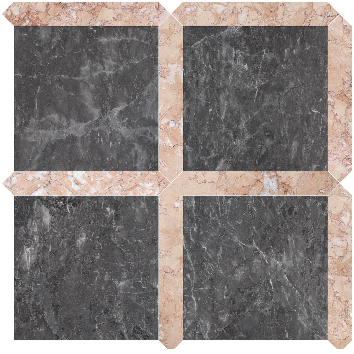 Lovina Grey Honed 12&#39;&#39; x 12&#39;&#39;  x 3/8&#39;&#39; Field Tile &amp; Bellini Honed Picket 2&#39;&#39;x12&#39;&#39; 3/8&#39;&#39; Field Tile | Picket Square