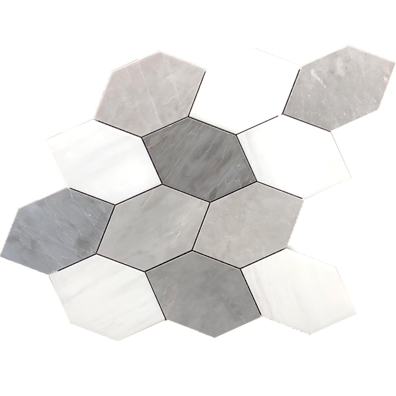 Glacier White & Ice Grey Leaf Polished Mosaic Mosaic 