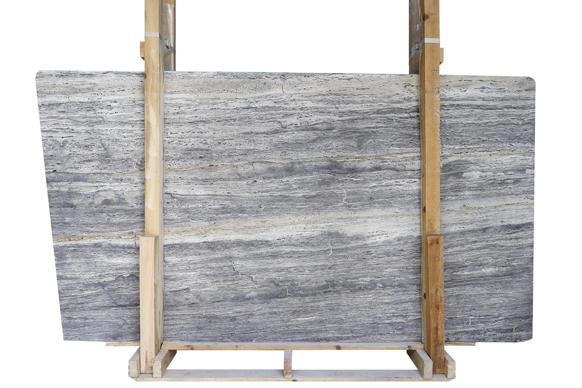 Silver Brown VC Honed 2CM Slab # CA5184 Building Materials Silver Brown VC Travertine Slab