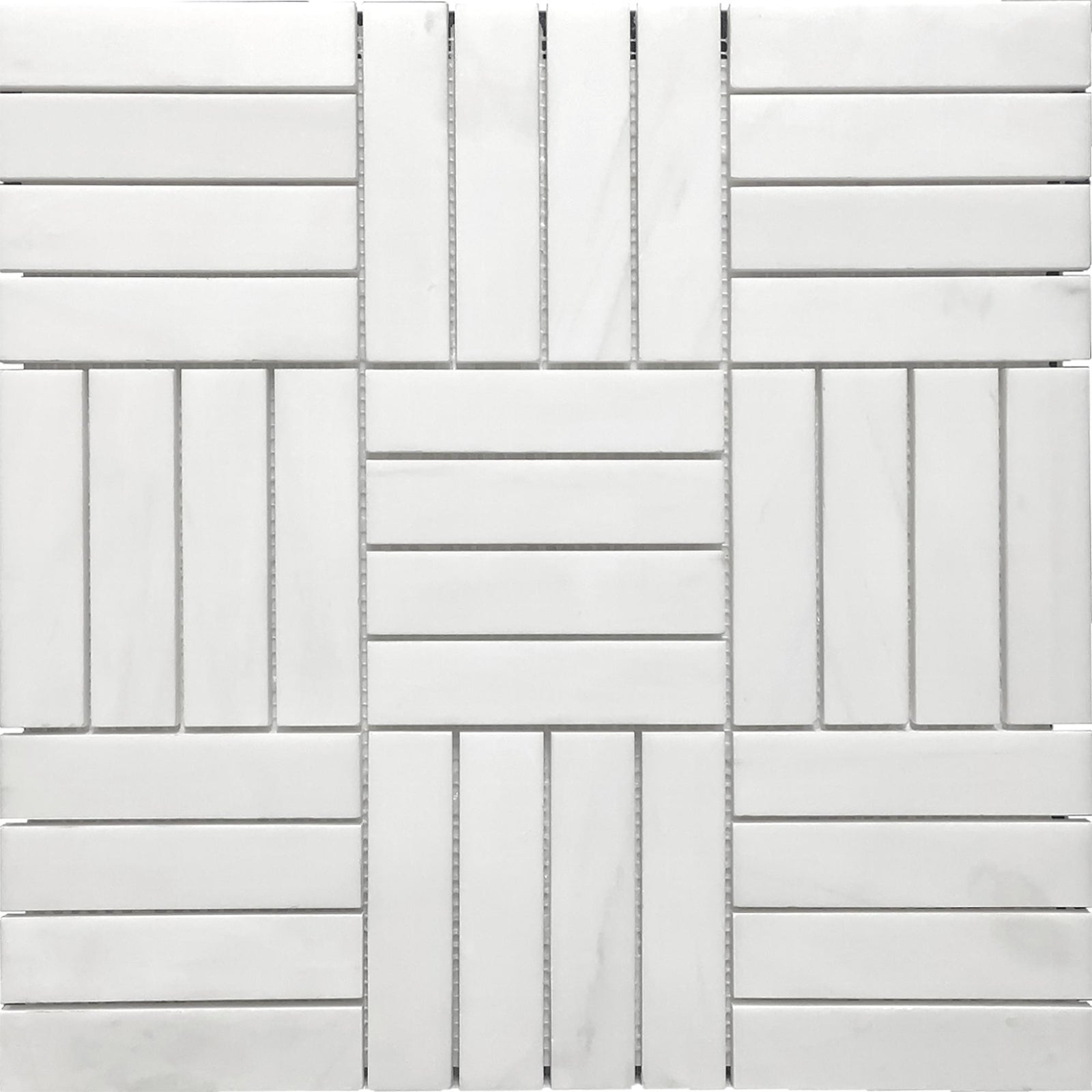 Glacier White Double Brick 1''x4'' Honed Mosaic Mosaic 