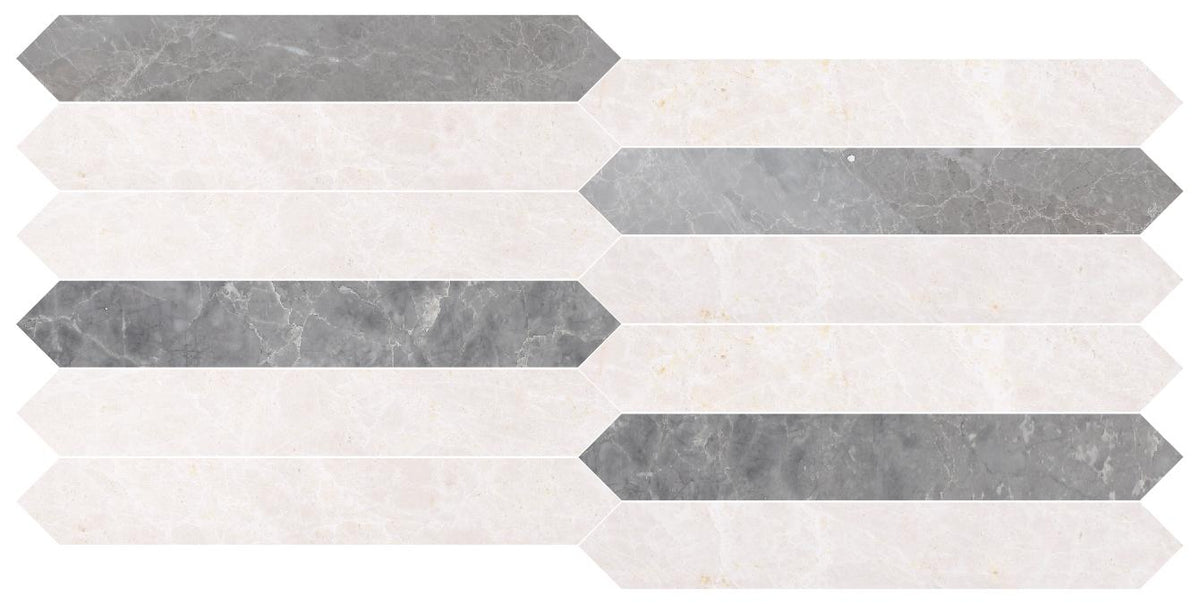 Earth Grey Honed Picket 2&#39;&#39;x12&#39;&#39; 3/8&#39;&#39; Field Tile &amp; Vanillish Pearl Honed Picket 2&#39;&#39;x12&#39;&#39; 3/8&#39;&#39; Field Tile | Picket Field Tile