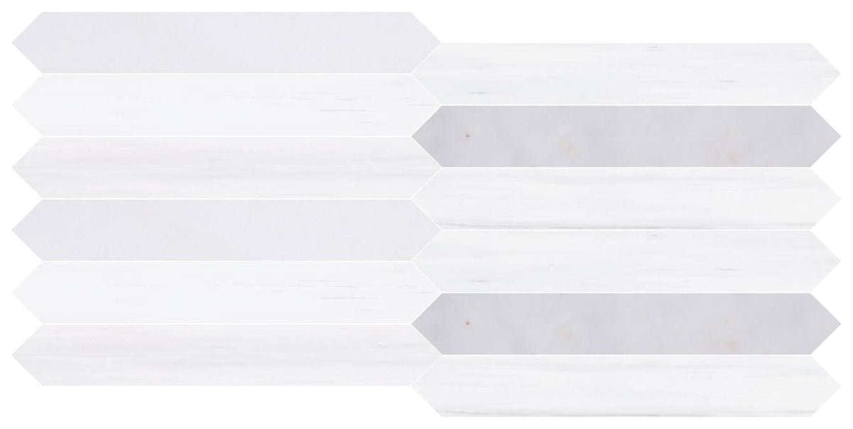 Afyon White Honed Picket 2&#39;&#39;x12&#39;&#39; 3/8&#39;&#39; Field Tile &amp; Glacier White Honed Picket 2&#39;&#39;x12&#39;&#39; 3/8&#39;&#39; Field Tile | Picket Field Tile