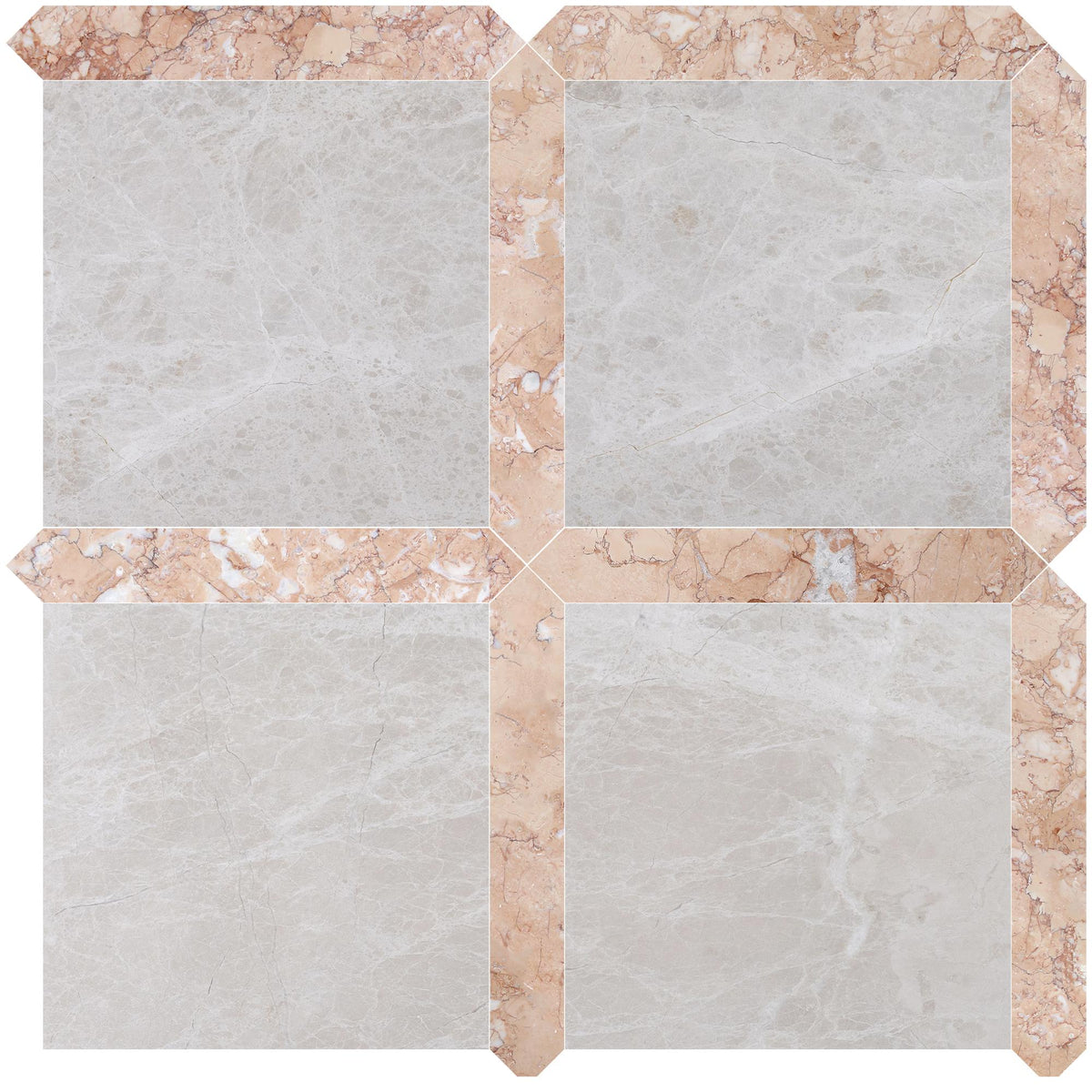 Vanillish Pearl Honed 12&#39;&#39; x 12&#39;&#39;  x 3/8&#39;&#39; Field Tile &amp; Bellini Honed Picket 2&#39;&#39;x12&#39;&#39; 3/8&#39;&#39; Field Tile | Picket Square