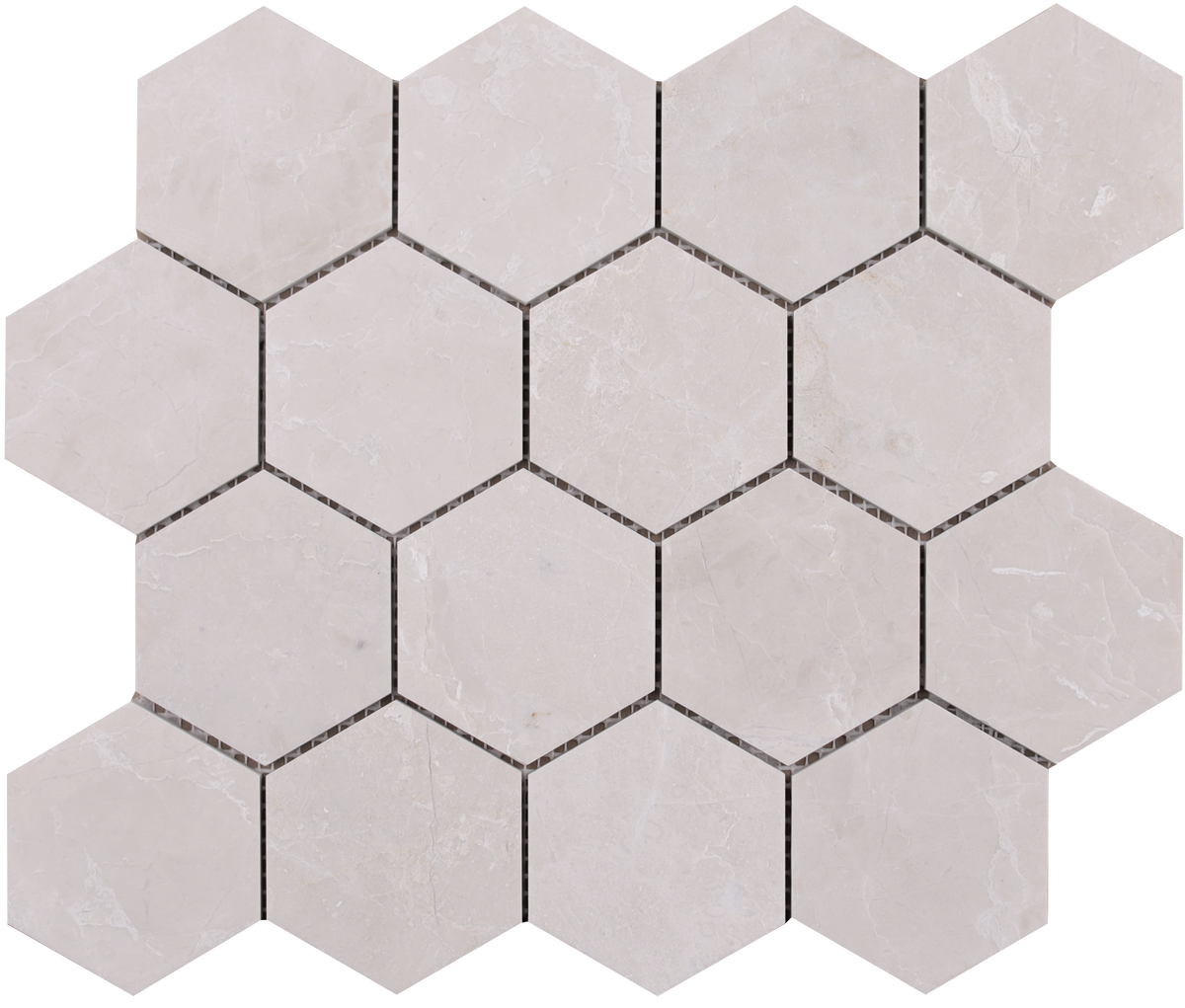 Moon Cream Hexagon 3'' Honed Mosaic