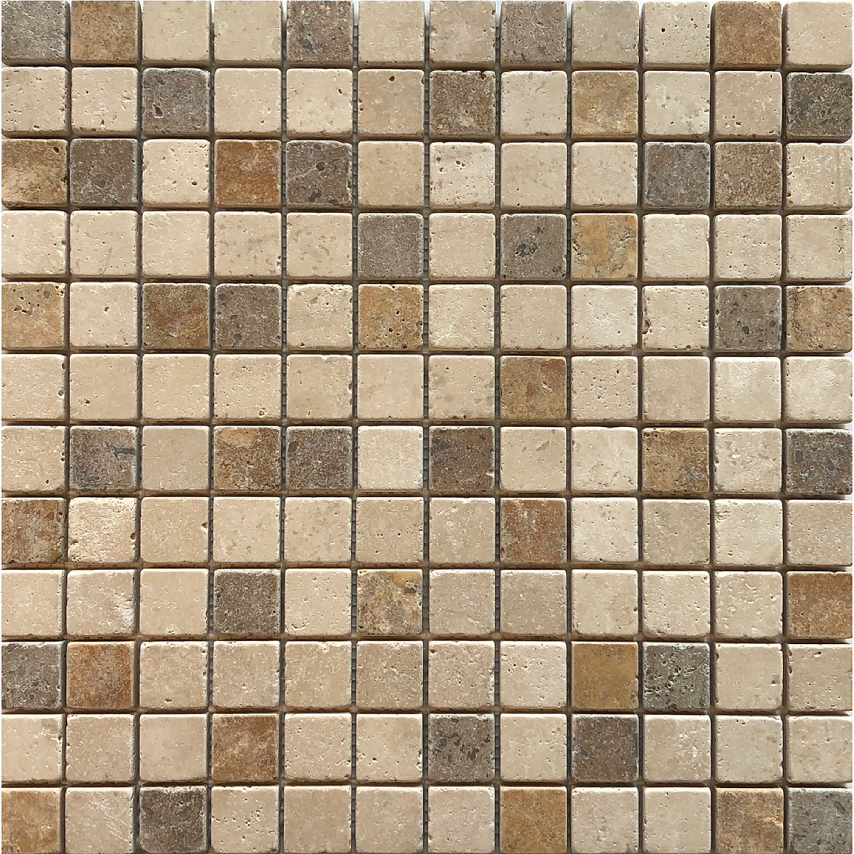 Kona Brown CC & Classic Light CC & Noce CC 1''x1'' Tumbled Mosaic