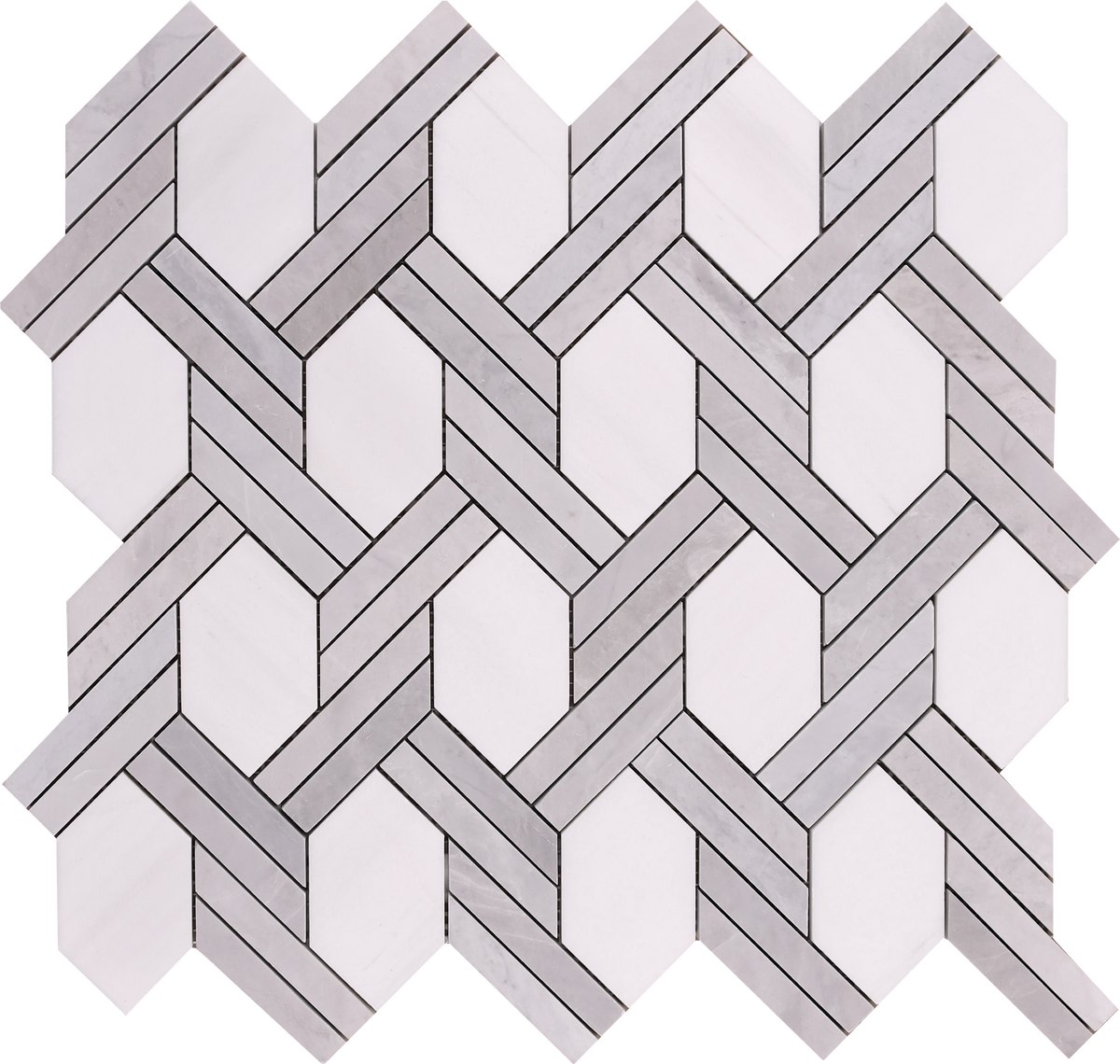 Glacier White & Ice Grey Braid Basketweave Honed Mosaic