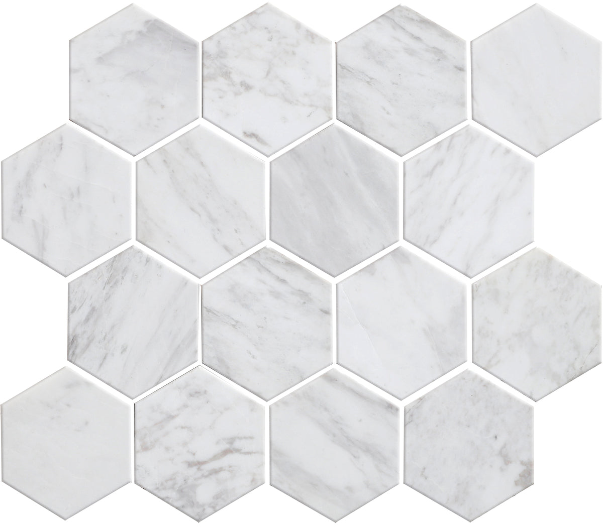 Volakas Hexagon 3'' Honed Mosaic