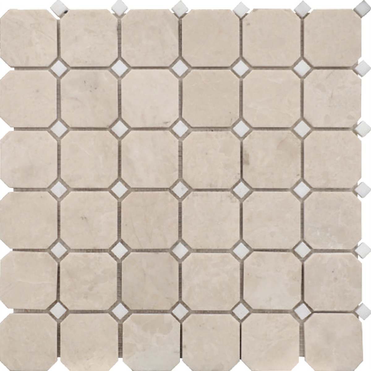 Afyon White & Crema Ella Octagon Honed Mosaic