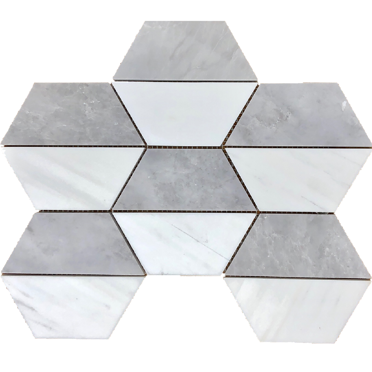 Glacier White & Ice Grey Honeycomb 5'' Honed Mosaic