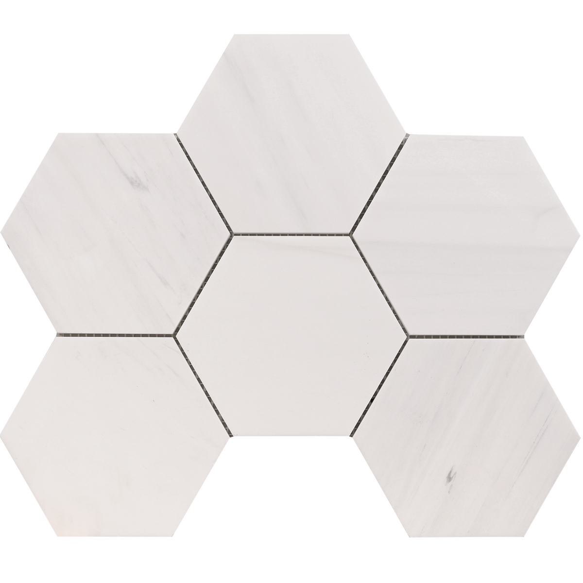 Glacier White Hexagon 5'' Honed Mosaic