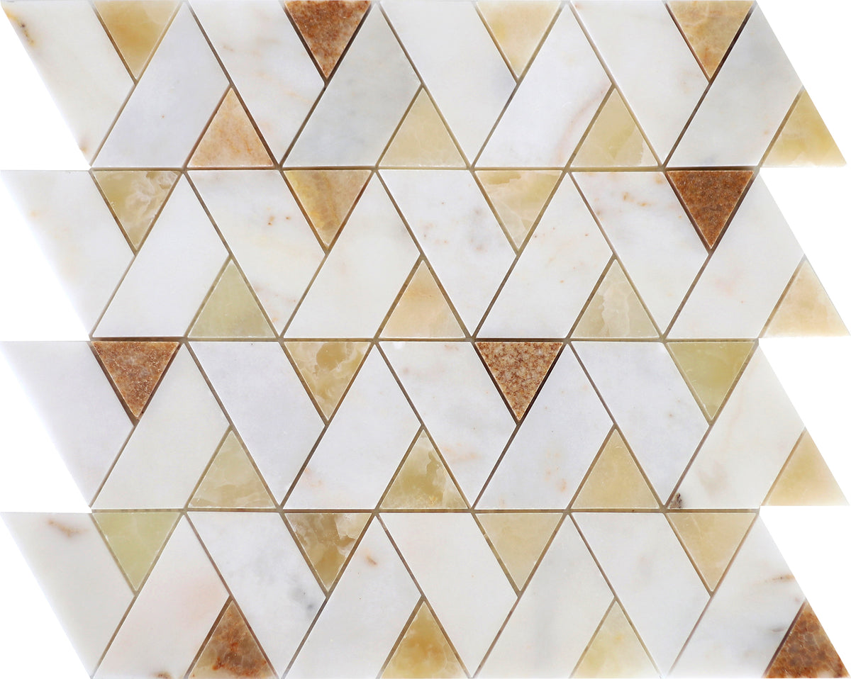 Afyon Sugar & Amber Onyx Sierra Honed Mosaic