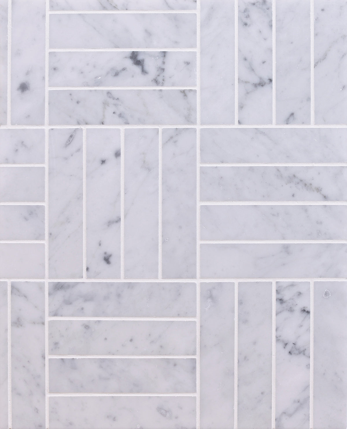 Bianco Carrara Double Brick 1''x4'' Honed Mosaic